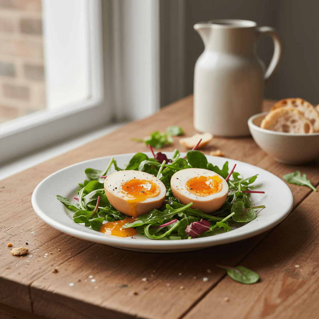 Oeufs mollet avec salade croquante